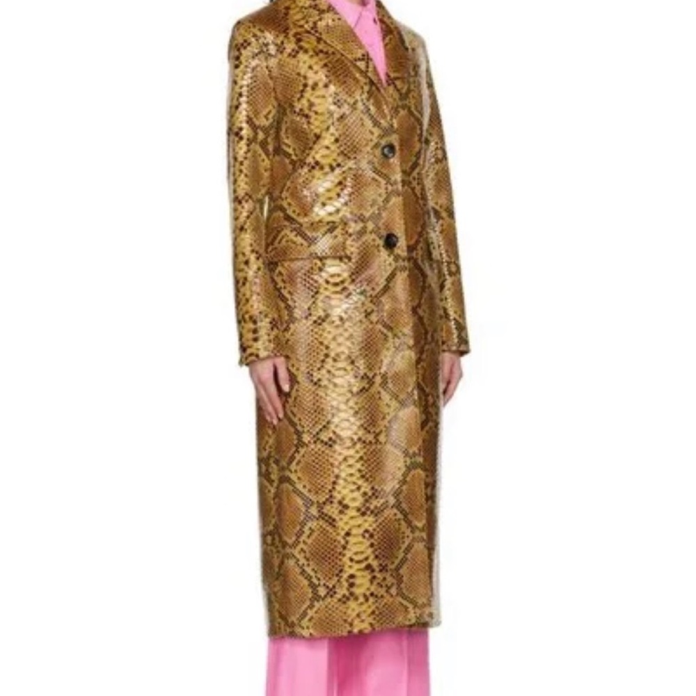 Stand Studio Brown Snake-Print Long Trench Coat